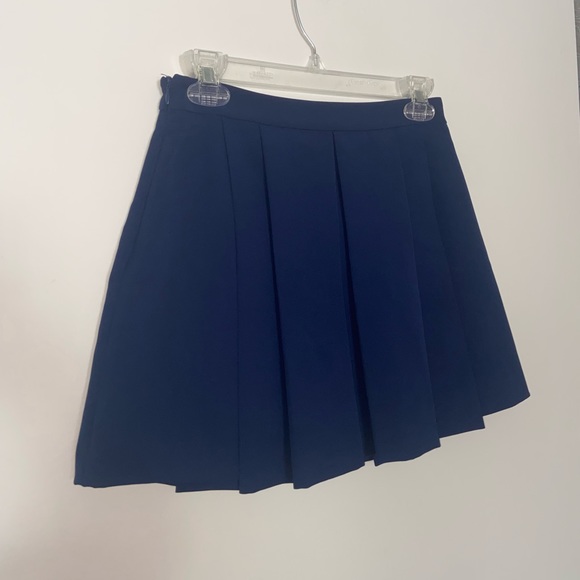 Forever 21 Navy Blue Box Pleat Mini Pleated Skirt Size XS - Picture 6 of 10